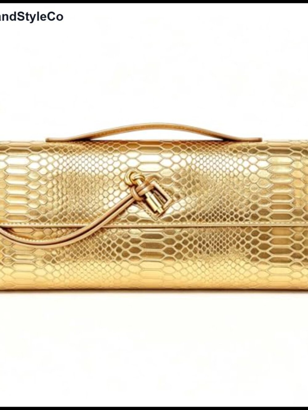 Vegan Leather Snake Print Evening Clutch Crossbody Bag with Gold Hardware
